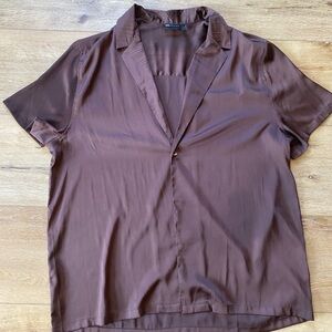 ASOS satin Brown Button-Up Shirt